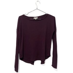 Wilfred | Aritzia Burgundy Round-Neck Open/Cross Back Long Sleeve Top Size XS